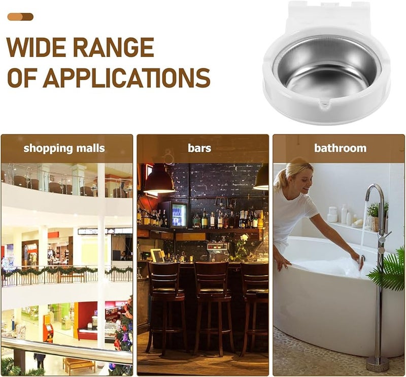 منفضة سجائر معلقة على الحائط باللون الأبيض مصنوعة من الفولاذ المقاوم للصدأ مع حاوية تخزين للاستخدام المنزلي أو في الحمام أو الاستخدام التجاري - Image 5